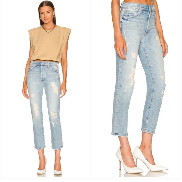 Mother Denim The Trickster Ankle Straight Leg Jean in An Icy Confession Size 26 - Picture 13 of 14